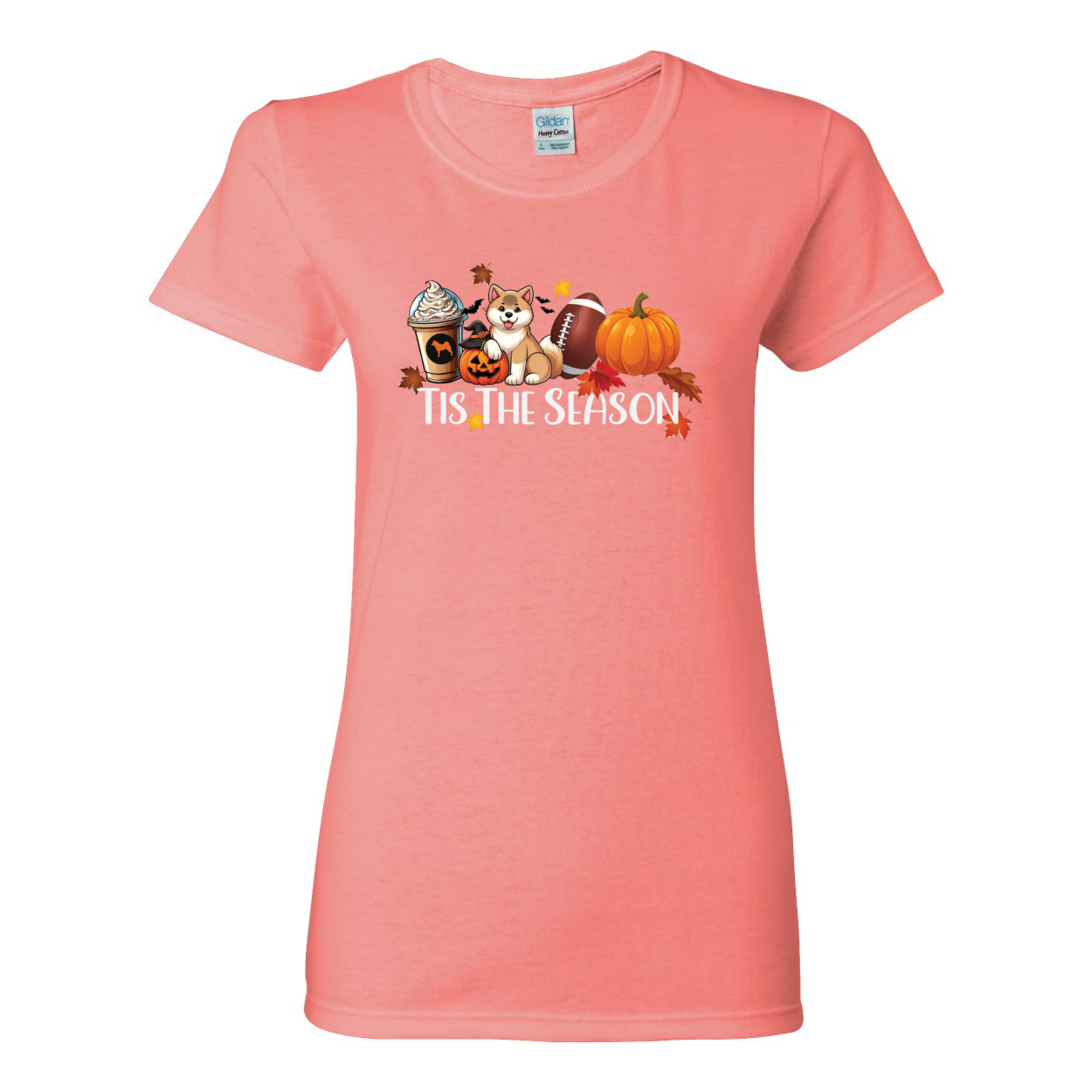 Tis The Season Akita Pumpkin Heavy Cotton Women's Short Sleeve T-Shirt - WagALotBowWow