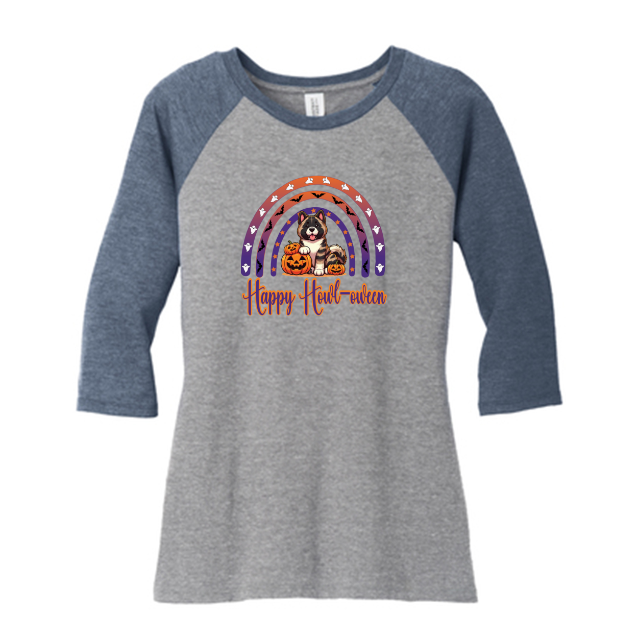 Akita Happy Howl-ween 3/4 Raglan Sleeve - WagALotBowWow