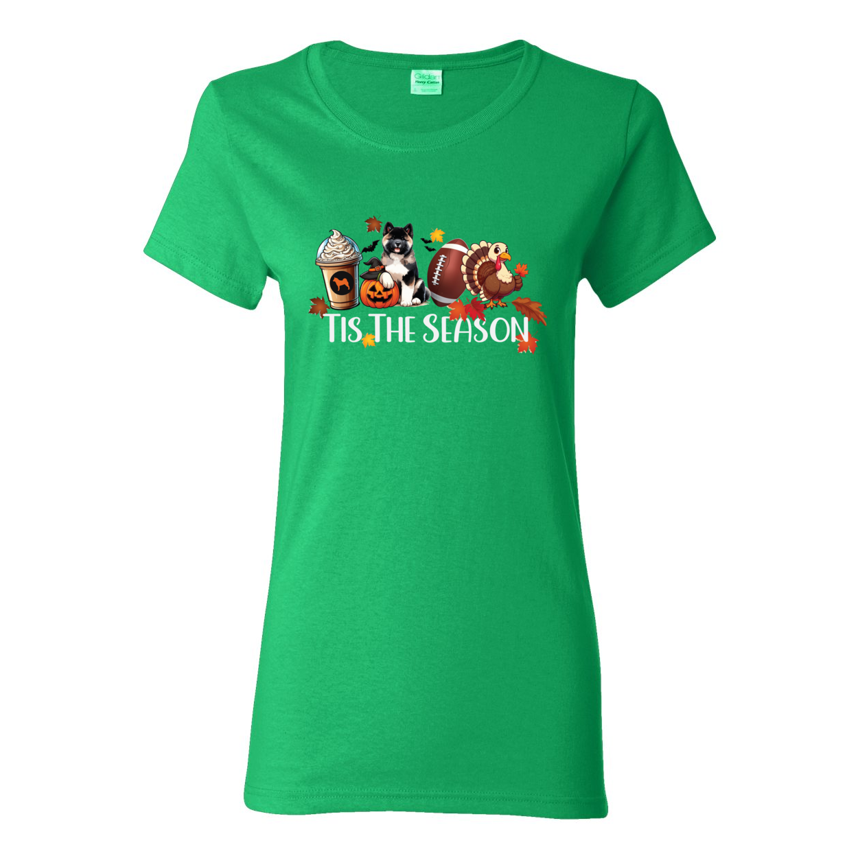 Tis The Season Akita Turkey Heavy Cotton Women's Short Sleeve T-Shirt - WagALotBowWow