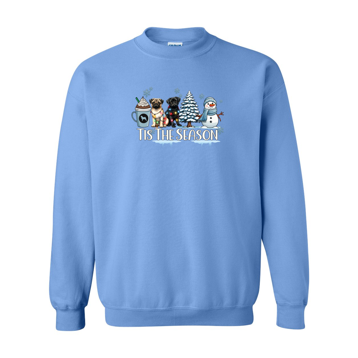 Pug Tis The Season Winter Heavy Blend Crewneck Sweatshirt - WagALotBowWow