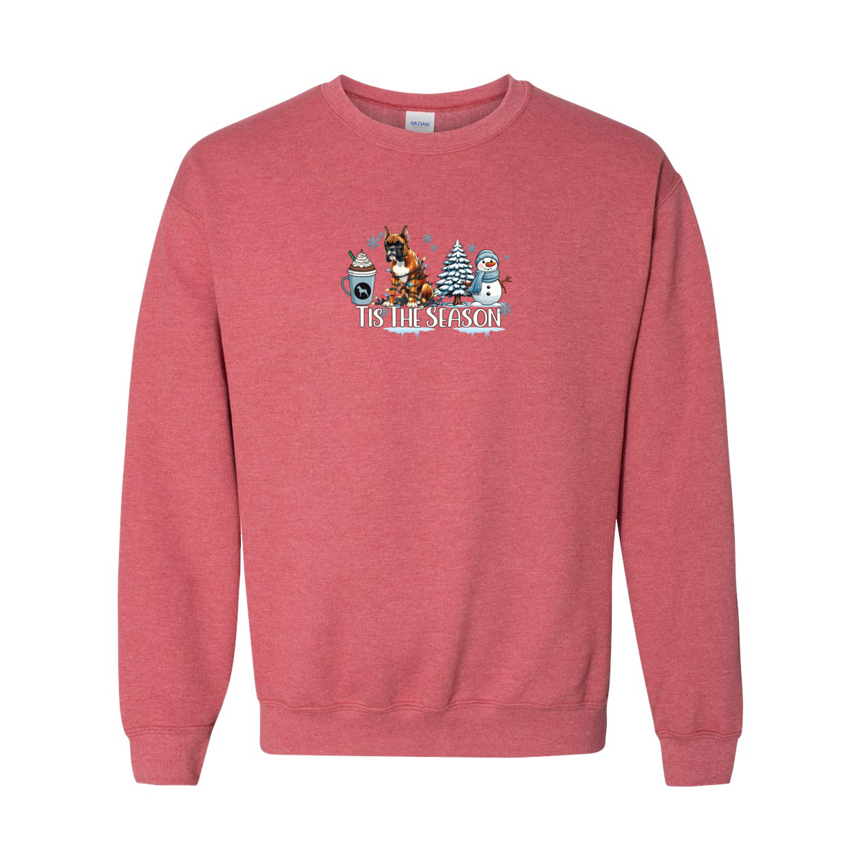 Boxer Tis The Season Winter Heavy Blend Crewneck Sweatshirt - WagALotBowWow
