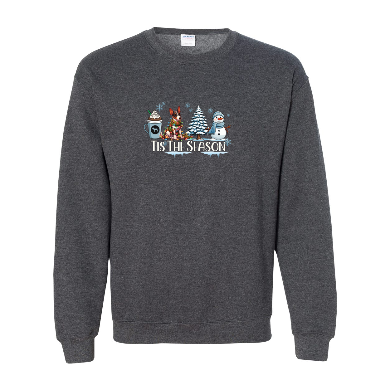 Rat Terrier Tis The Season Winter Heavy Blend Crewneck Sweatshirt - WagALotBowWow