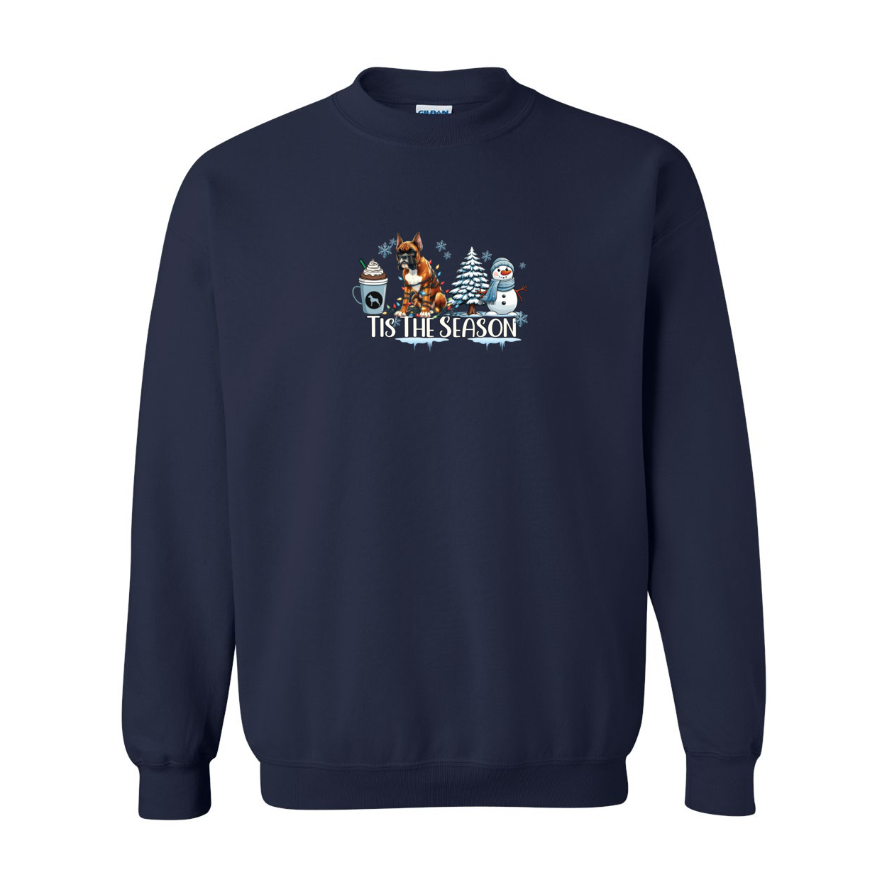 Boxer Tis The Season Winter Heavy Blend Crewneck Sweatshirt - WagALotBowWow