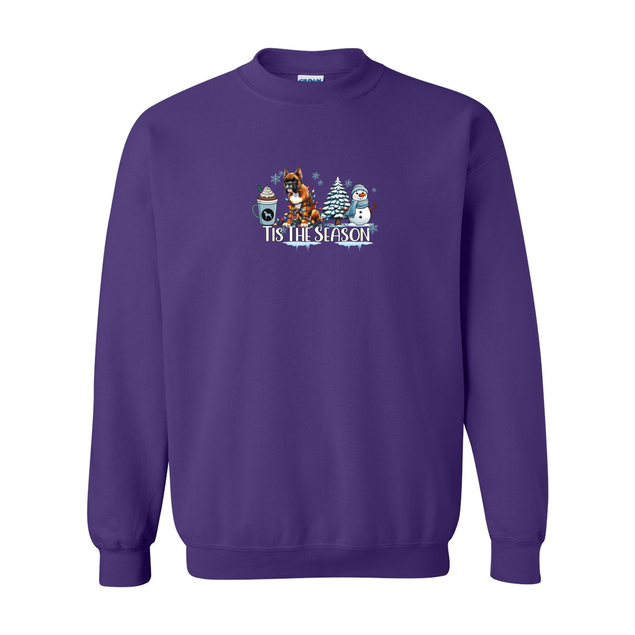 Boxer Tis The Season Winter Heavy Blend Crewneck Sweatshirt - WagALotBowWow