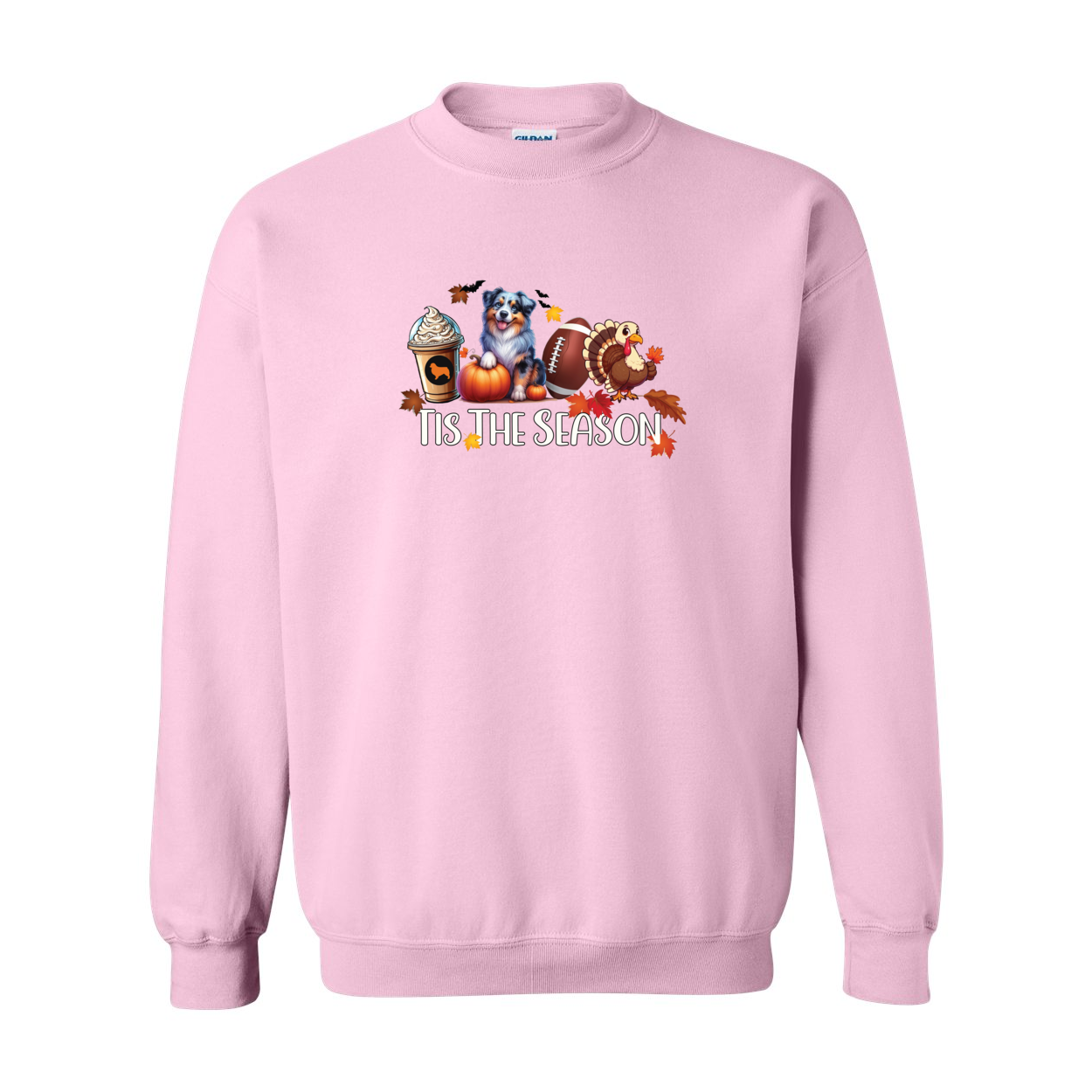Blue Merle Aussie Tis The Season Fall Heavy Blend Crewneck Sweatshirt - WagALotBowWow
