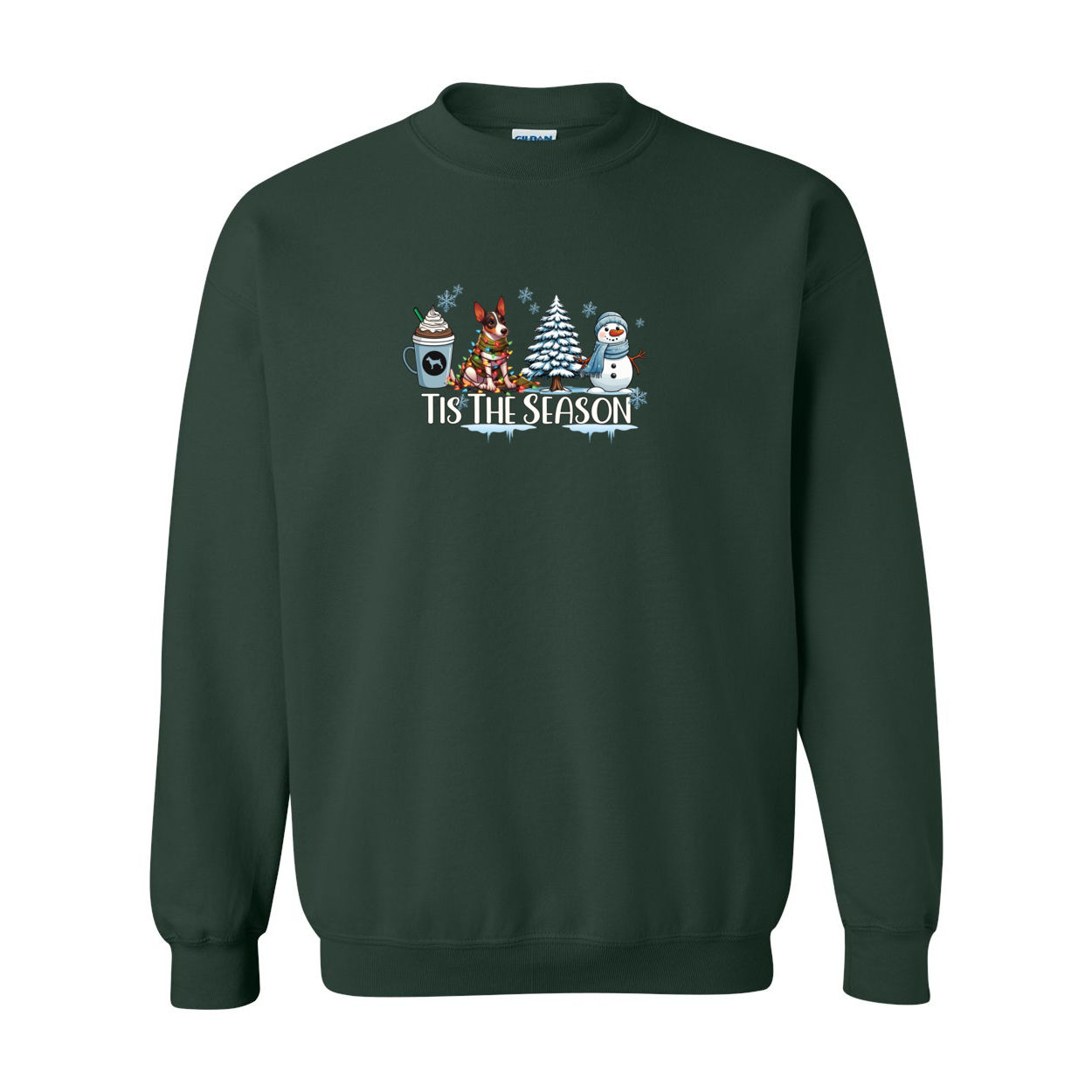 Rat Terrier Tis The Season Winter Heavy Blend Crewneck Sweatshirt - WagALotBowWow