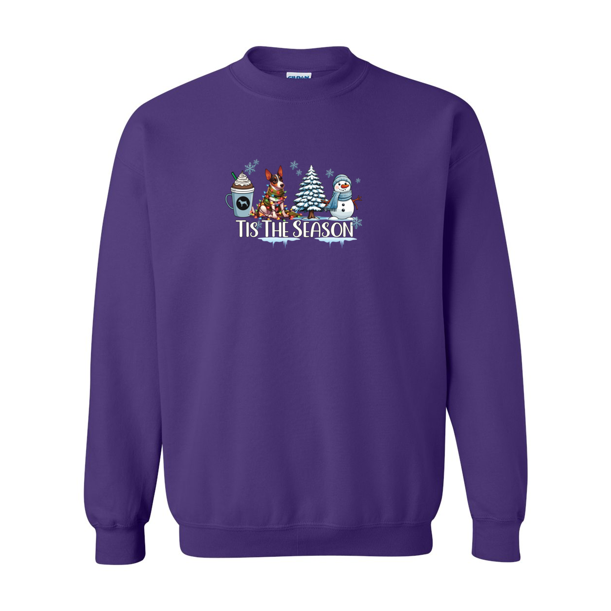 Rat Terrier Tis The Season Winter Heavy Blend Crewneck Sweatshirt - WagALotBowWow