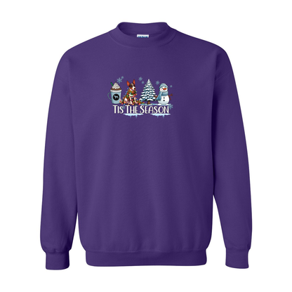 Rat Terrier Tis The Season Winter Heavy Blend Crewneck Sweatshirt - WagALotBowWow