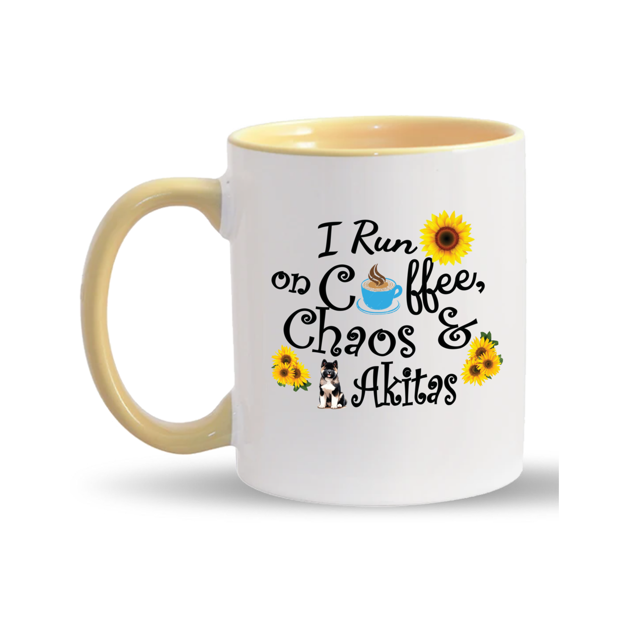 Chaos Akita Sunflower Mug 11oz - WagALotBowWow