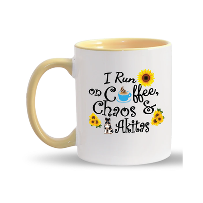 Chaos Akita Sunflower Mug 11oz - WagALotBowWow