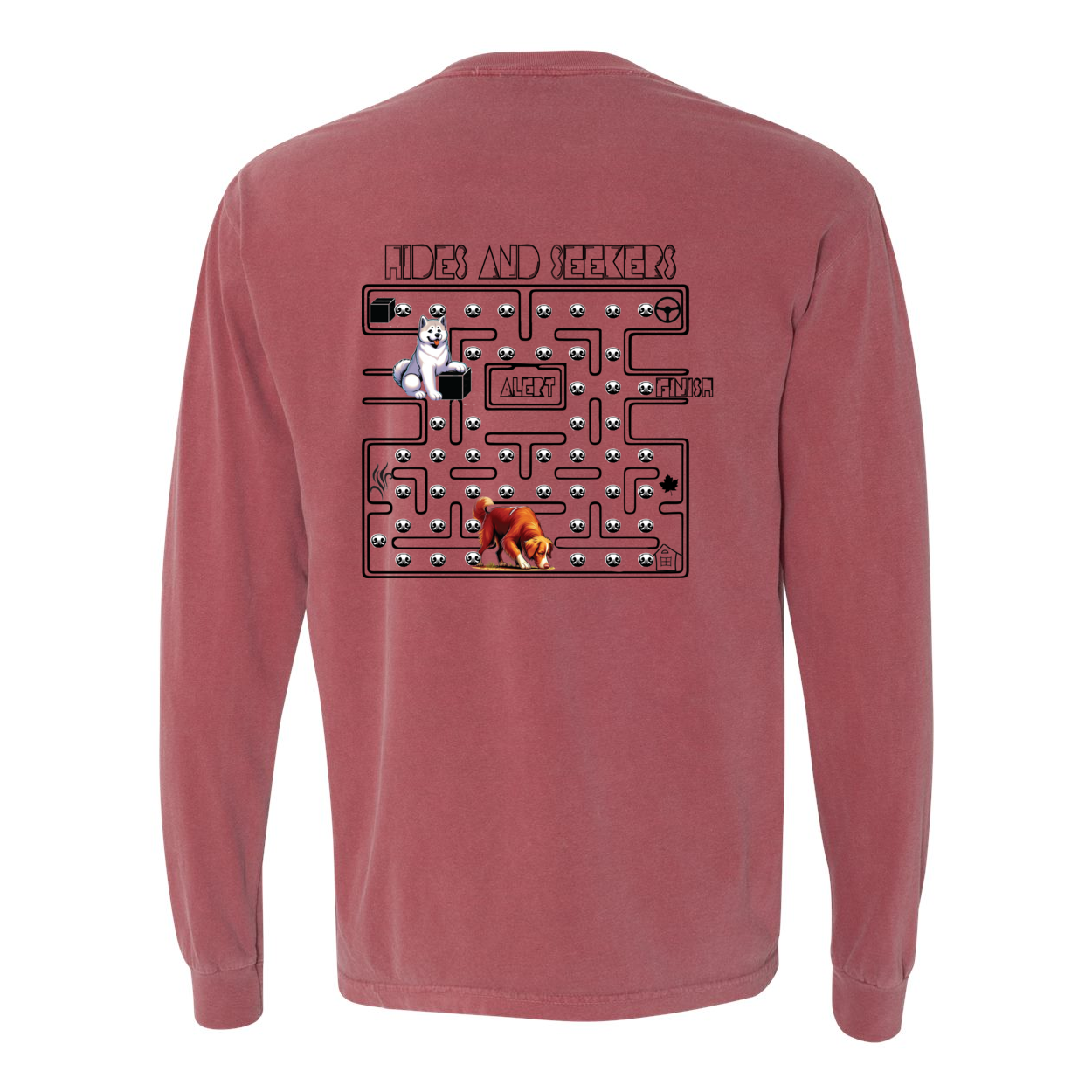 River Maze Scent Garment Dyed Heavyweight Ringspun Long Sleeve T-Shirt - WagALotBowWow