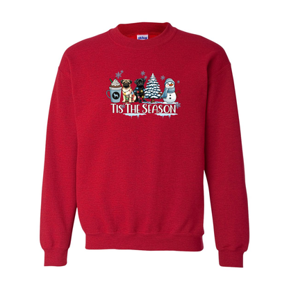 Pug Tis The Season Winter Heavy Blend Crewneck Sweatshirt - WagALotBowWow