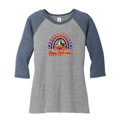Siberian Husky Howl-oween DM136L District ® Women’s Perfect Tri ® 3/4-Sleeve Raglan - WagALotBowWow