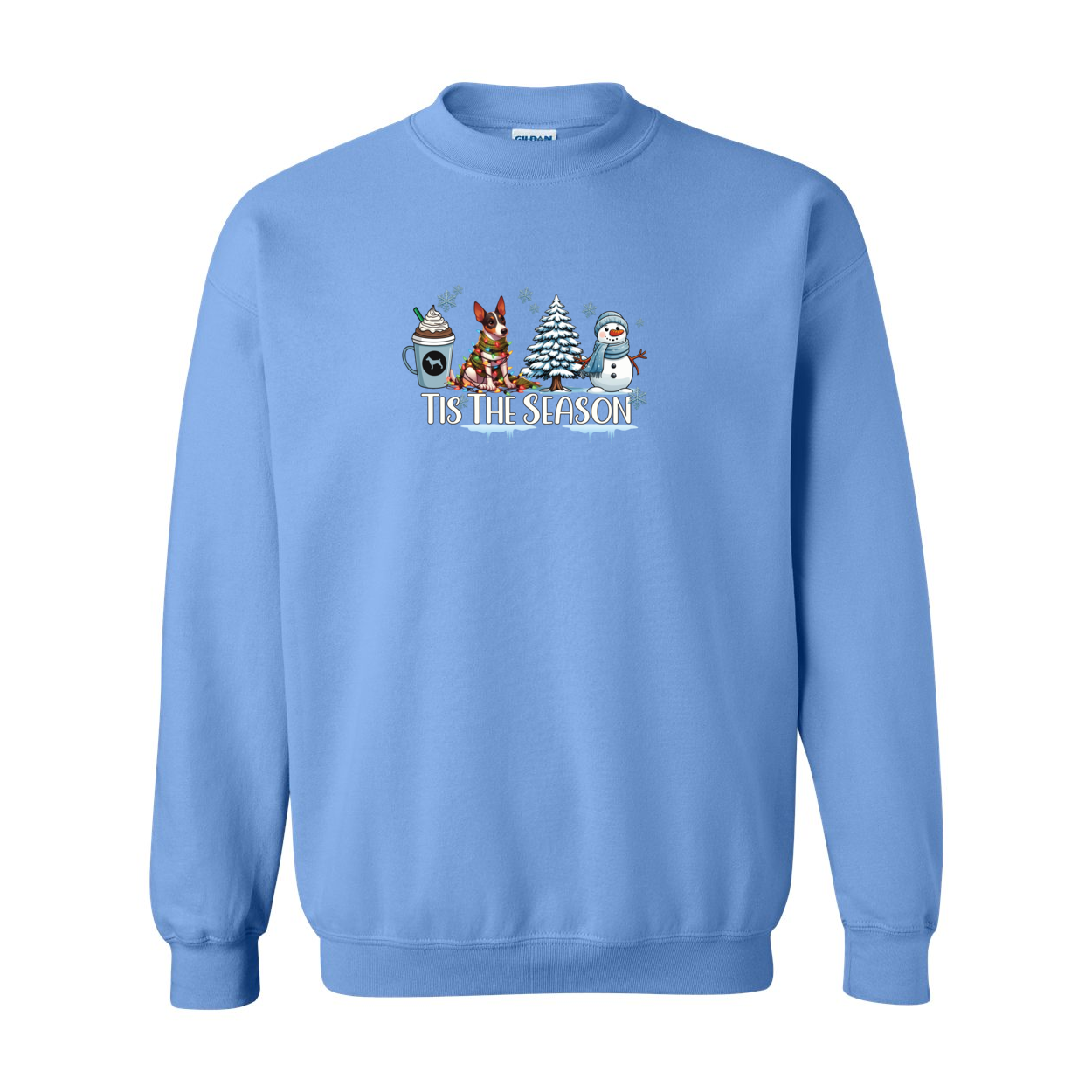 Rat Terrier Tis The Season Winter Heavy Blend Crewneck Sweatshirt - WagALotBowWow