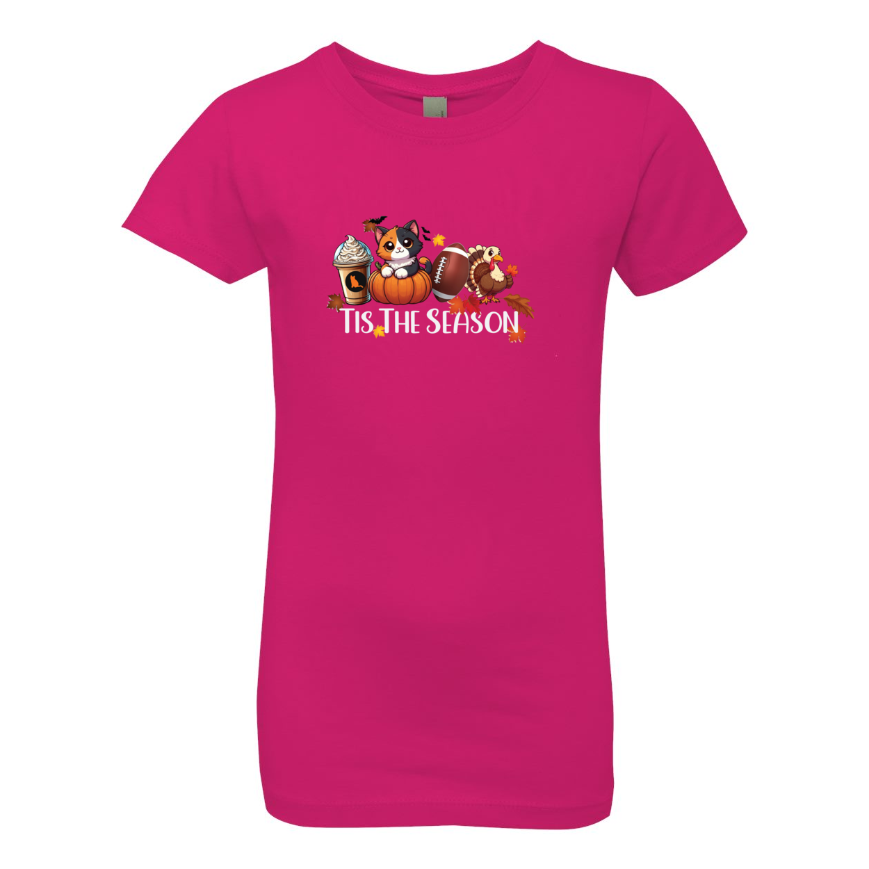 Calico Cat Tis The Season Fall Girls' The Princess Tee - WagALotBowWow