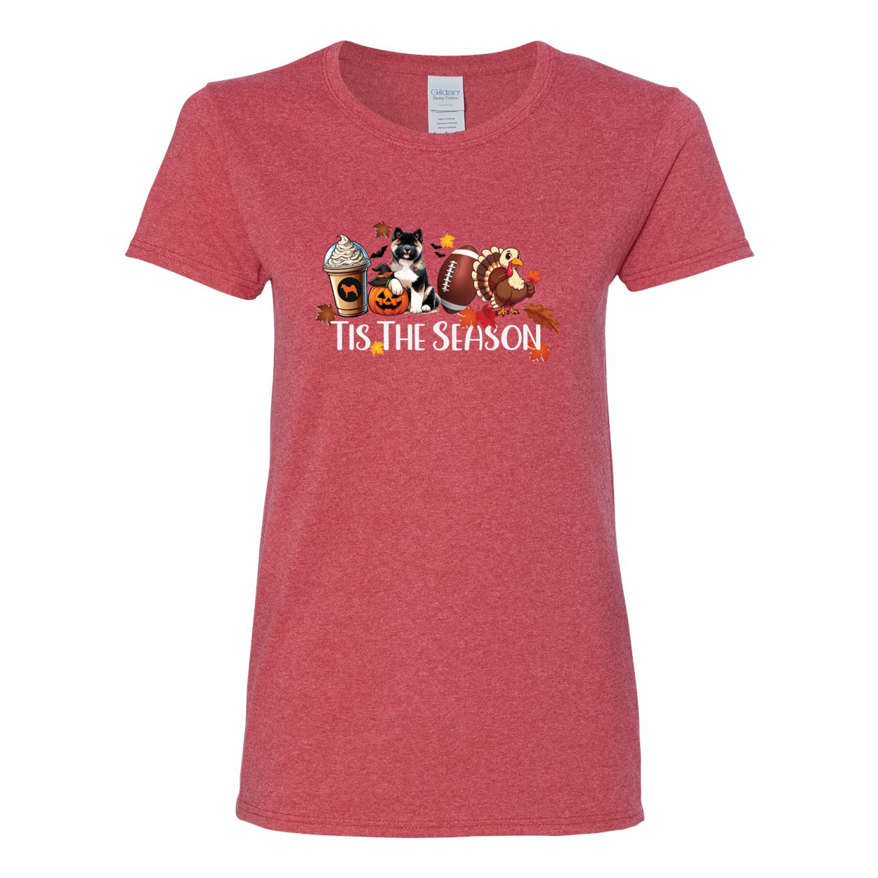 Tis The Season Akita Turkey Heavy Cotton Women's Short Sleeve T-Shirt - WagALotBowWow