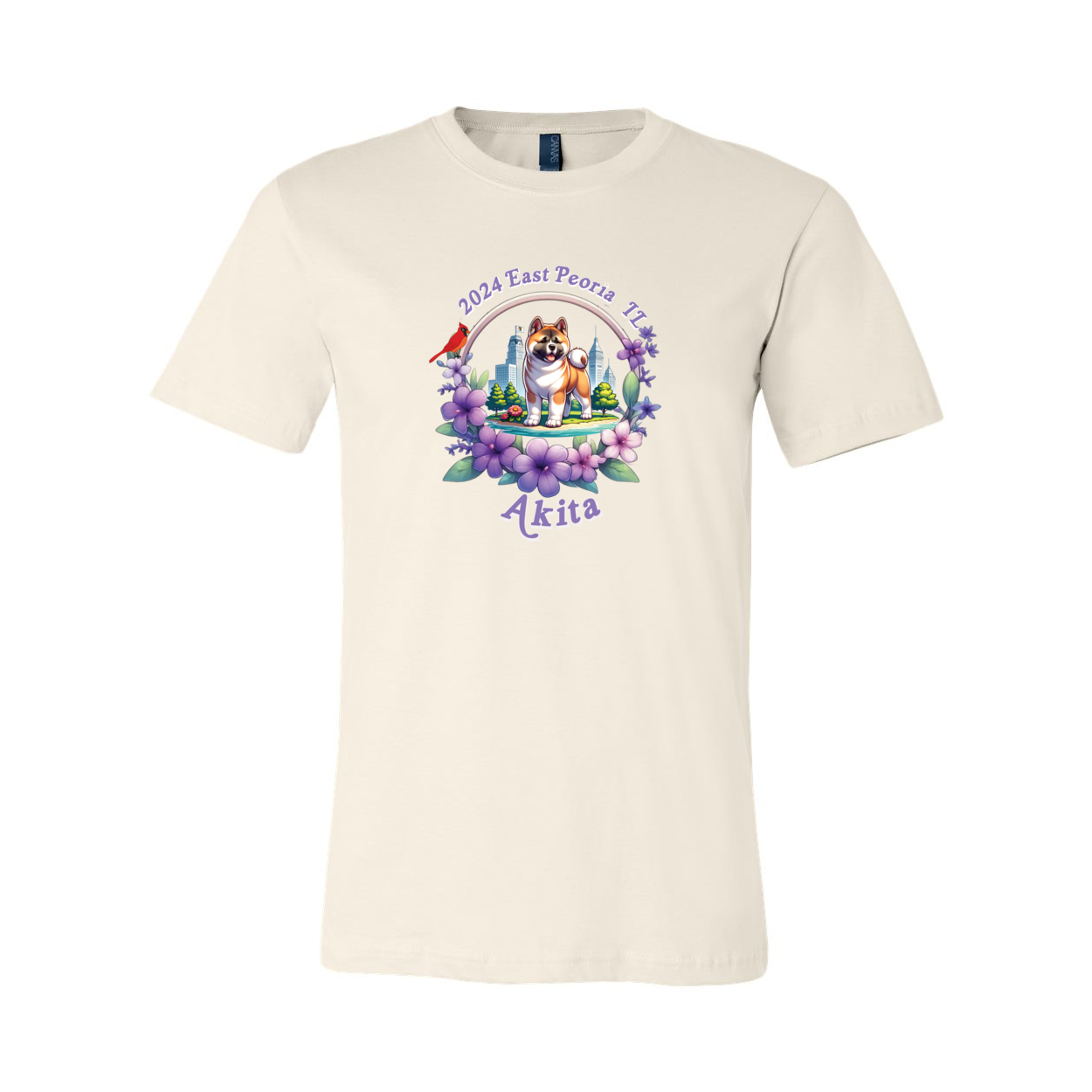 IL Akita Purple letters SS T-Shirt Front Only - WagALotBowWow