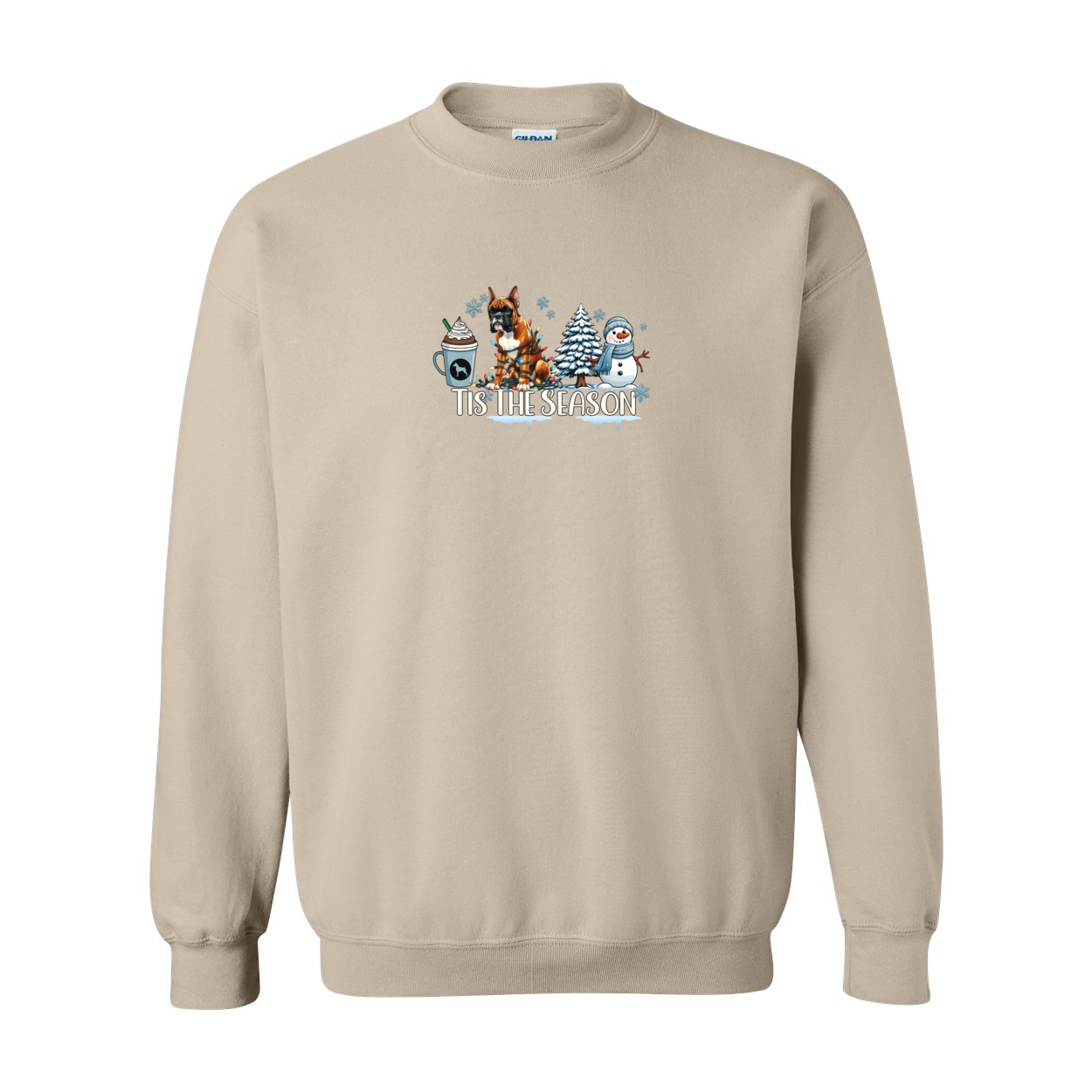 Boxer Tis The Season Winter Heavy Blend Crewneck Sweatshirt - WagALotBowWow