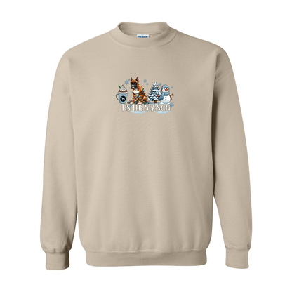 Boxer Tis The Season Winter Heavy Blend Crewneck Sweatshirt - WagALotBowWow