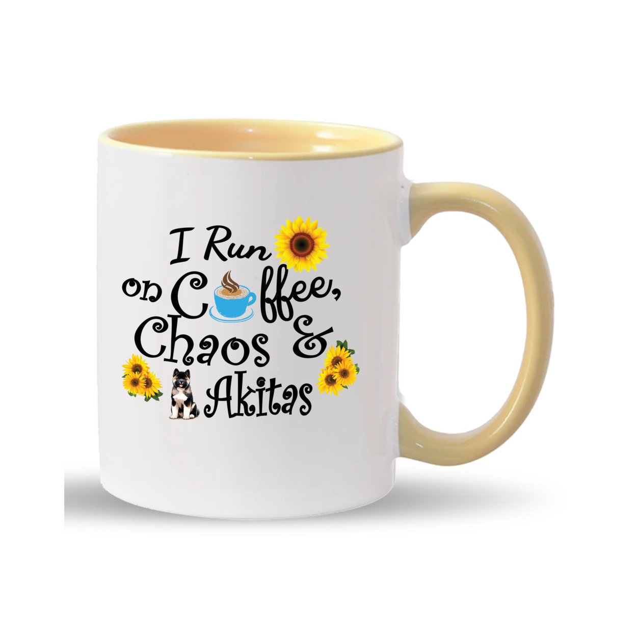 Chaos Akita Sunflower Mug 11oz - WagALotBowWow
