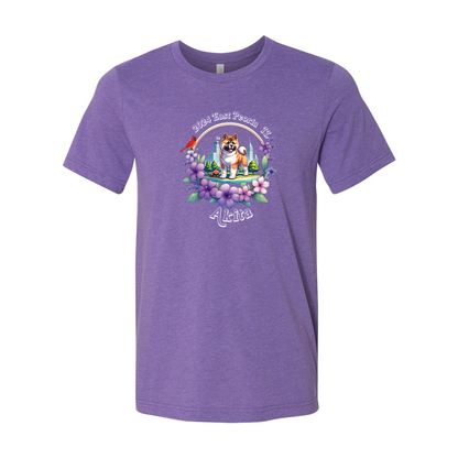 IL Akita Purple letters SS T-Shirt Front Only - WagALotBowWow