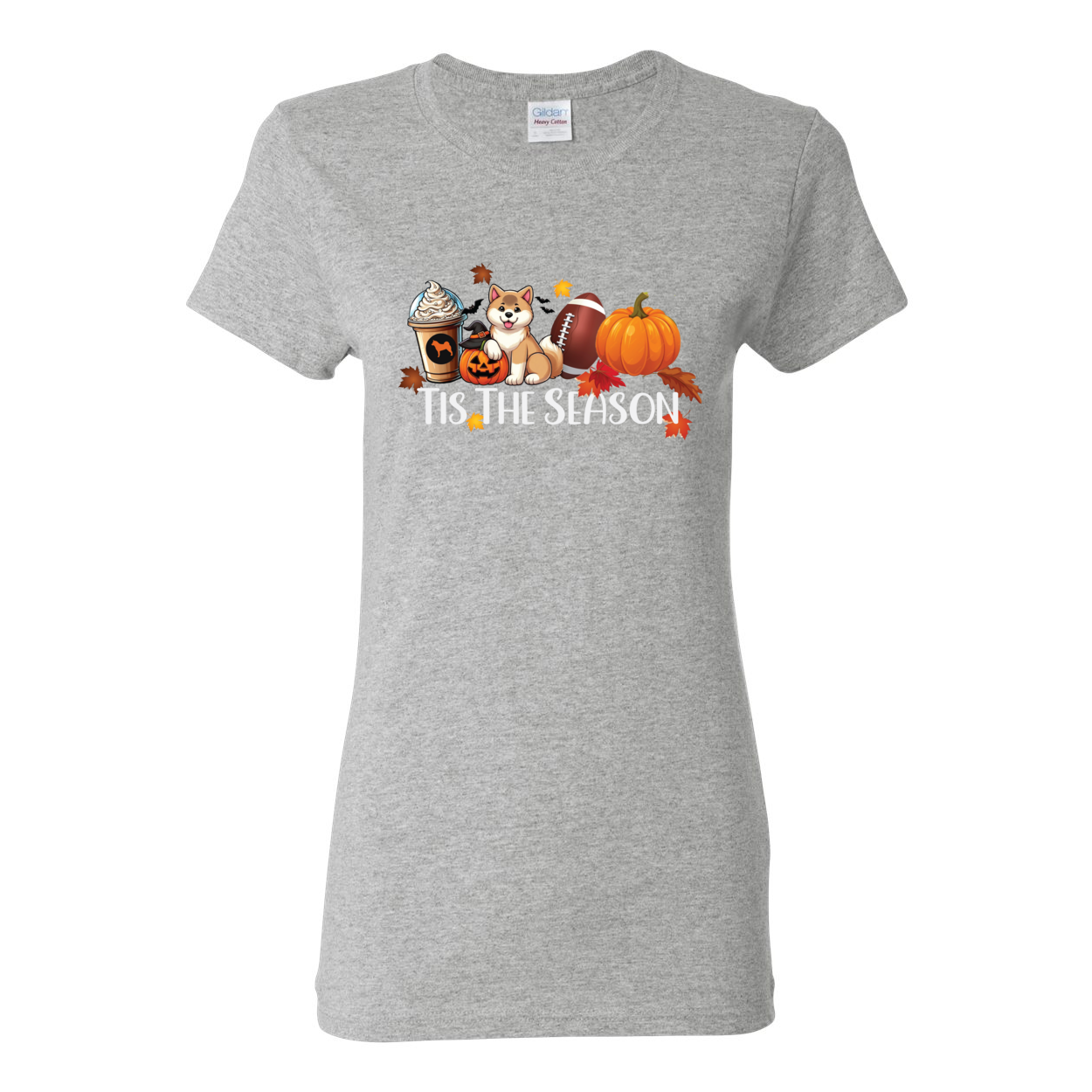 Tis The Season Akita Pumpkin Heavy Cotton Women's Short Sleeve T-Shirt - WagALotBowWow