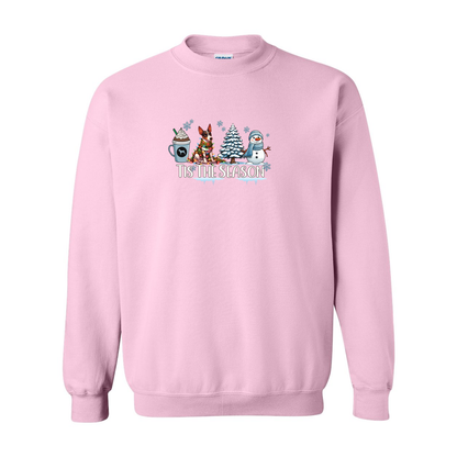 Rat Terrier Tis The Season Winter Heavy Blend Crewneck Sweatshirt - WagALotBowWow
