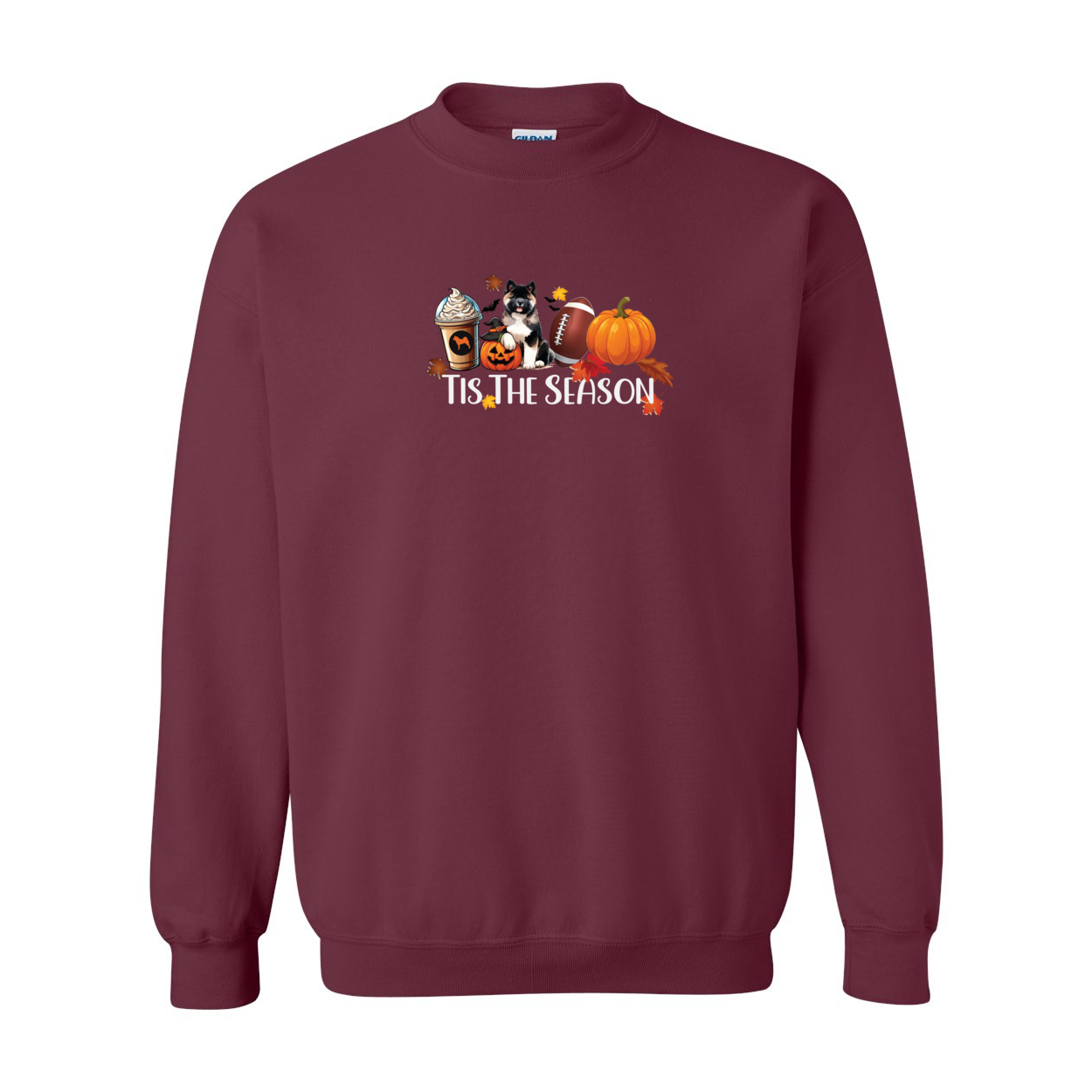 Akita Tis The Season Pumpkin Gildan Sweatshirt - WagALotBowWow