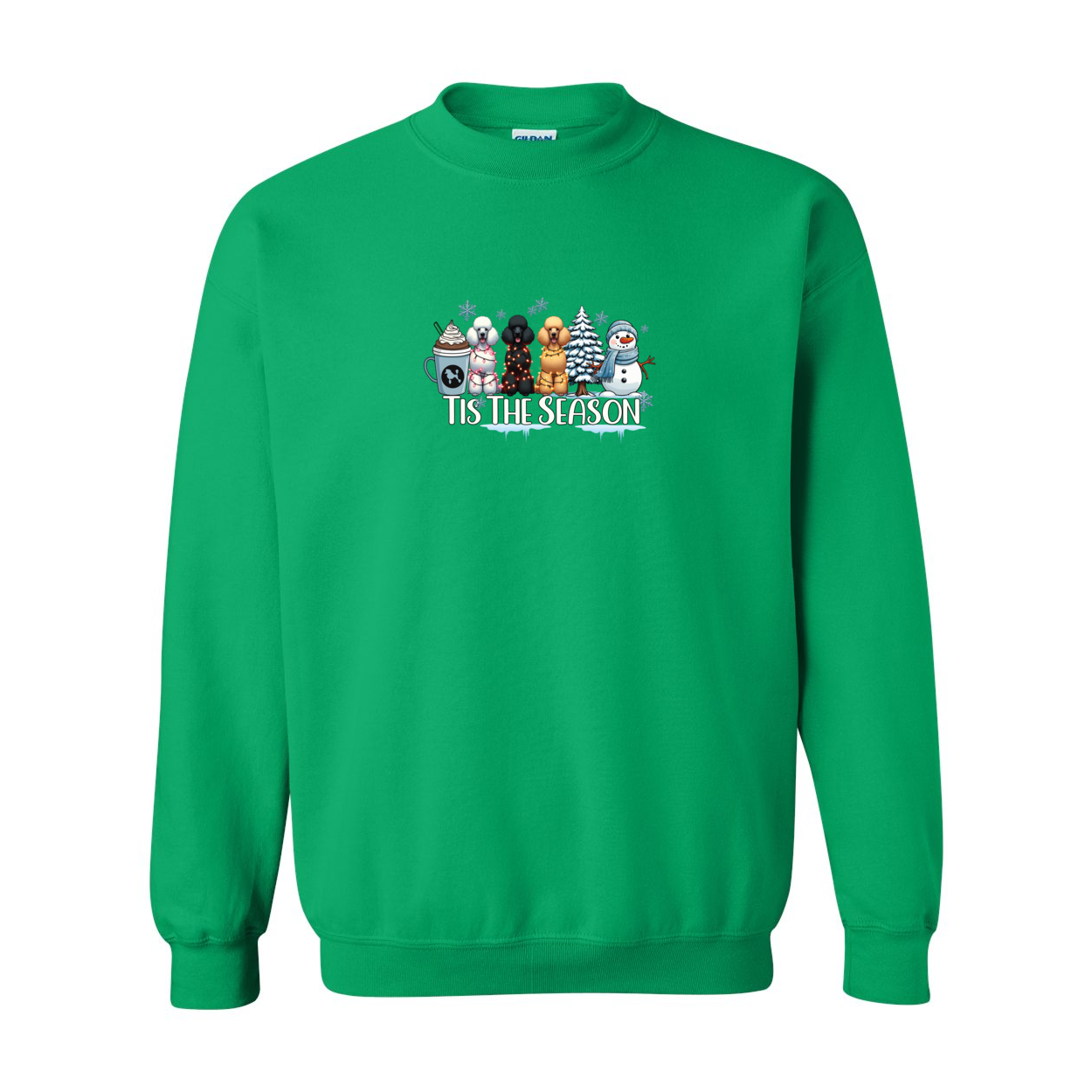 Poodle Tis The Season Winter Heavy Blend Crewneck Sweatshirt - WagALotBowWow