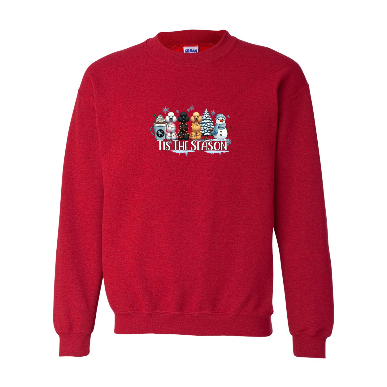Poodle Tis The Season Winter Heavy Blend Crewneck Sweatshirt - WagALotBowWow