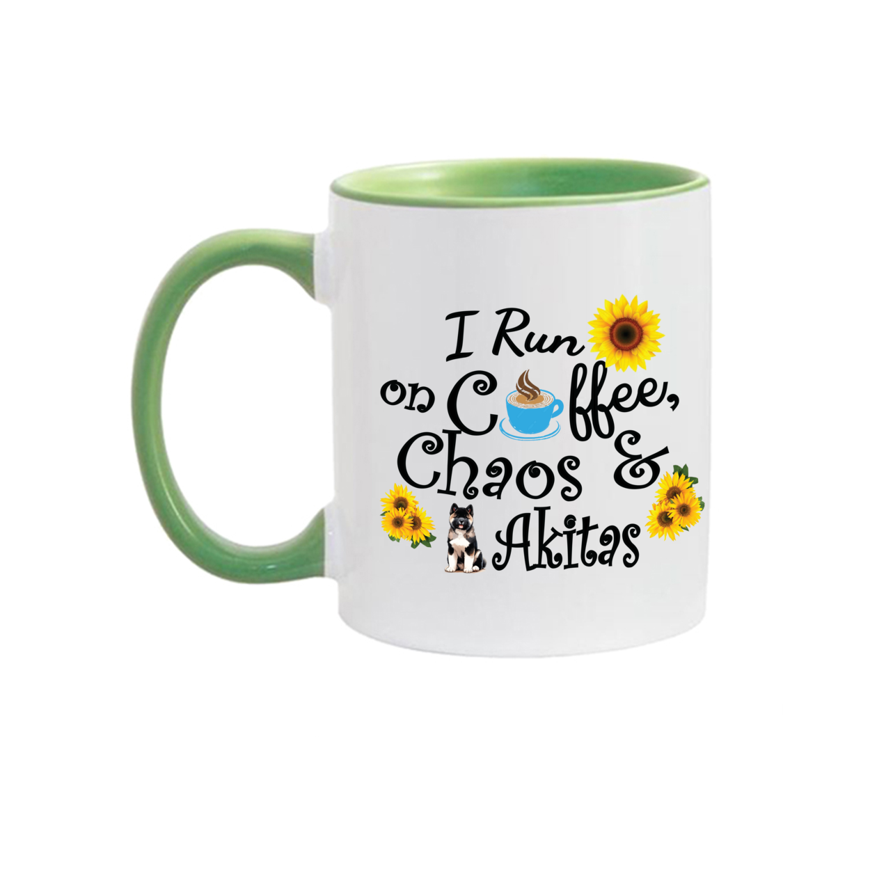 Chaos Akita Sunflower Mug 11oz - WagALotBowWow