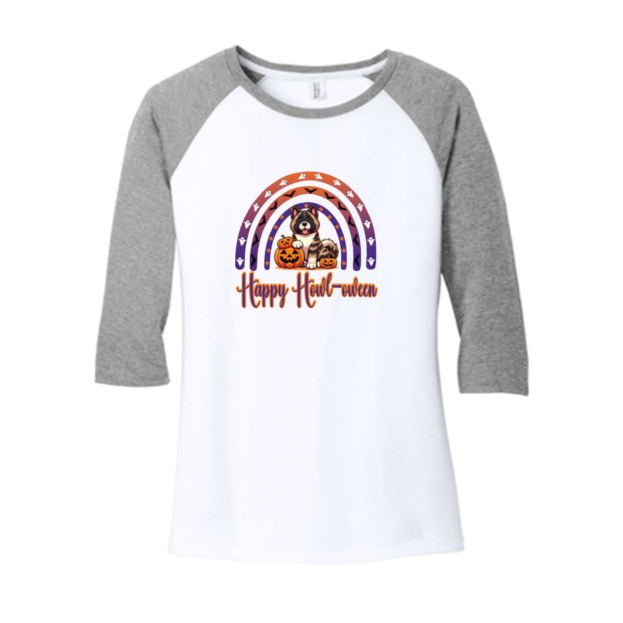 Akita Happy Howl-ween 3/4 Raglan Sleeve - WagALotBowWow