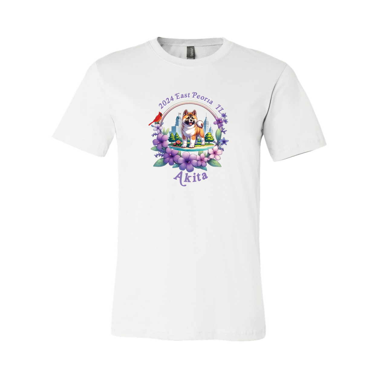 IL Akita Purple letters SS T-Shirt Front Only - WagALotBowWow
