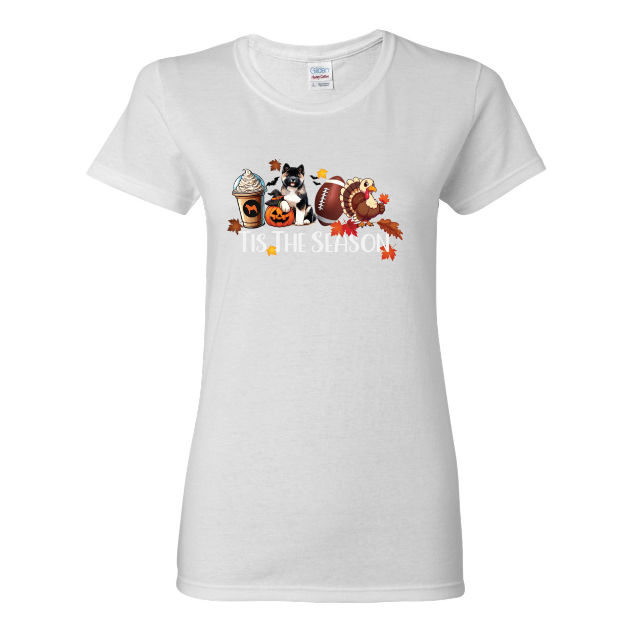 Tis The Season Akita Turkey Heavy Cotton Women's Short Sleeve T-Shirt - WagALotBowWow