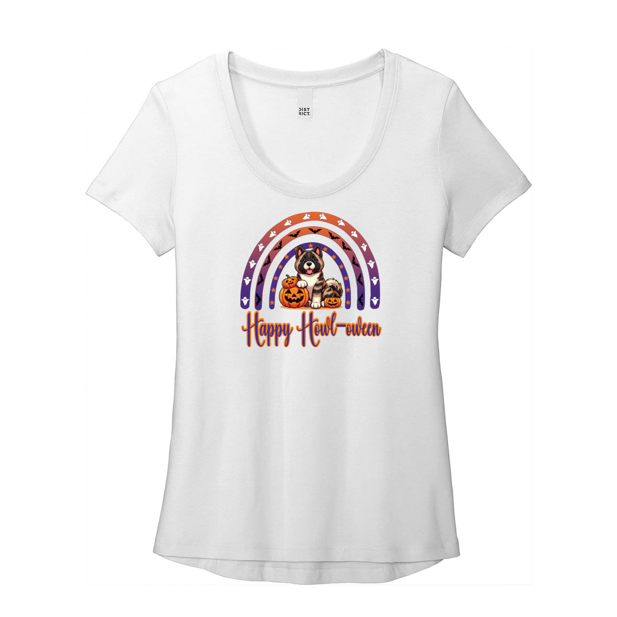 Akita Howl-oween Scoop Neck Tee - WagALotBowWow