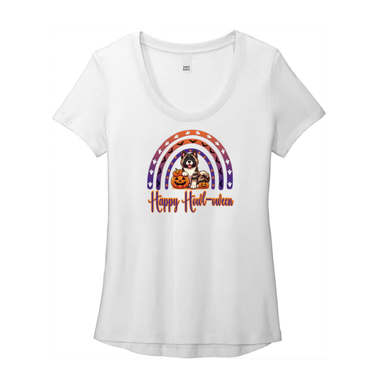 Akita Howl-oween Scoop Neck Tee - WagALotBowWow