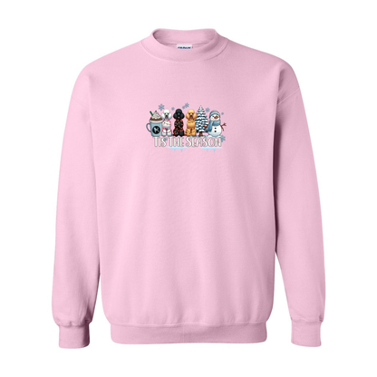 Poodle Tis The Season Winter Heavy Blend Crewneck Sweatshirt - WagALotBowWow