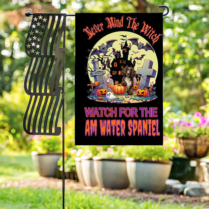 Halloween Am Water Spaniel Breed Linen Garden Flags – 12x18