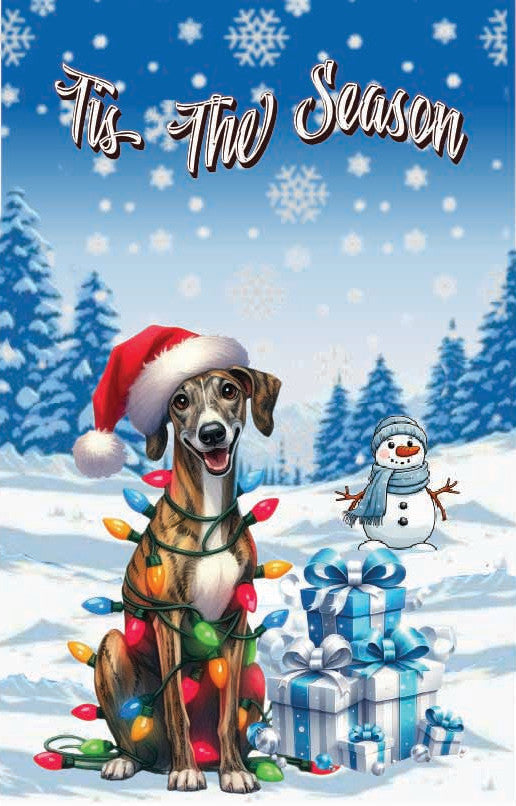 ’Tis The Season winter Greyhound  garden flag 12x18 in yard