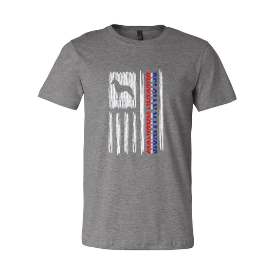 Belgian Malinois Vertical Flag RWB Unisex Short Sleeve Jersey Tee - WagALotBowWow