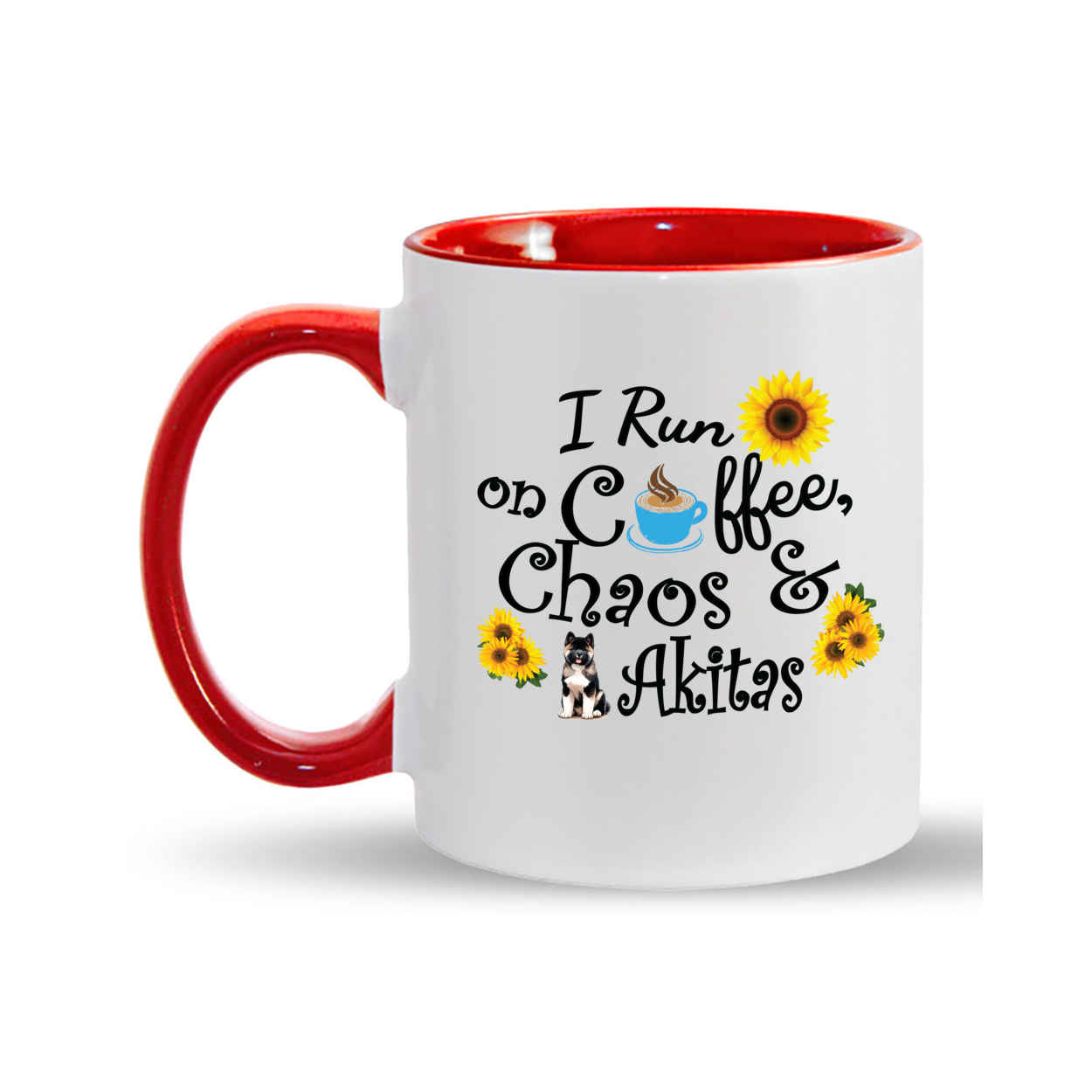 Chaos Akita Sunflower Mug 11oz - WagALotBowWow