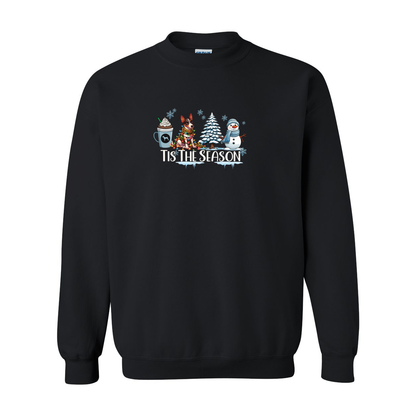 Rat Terrier Tis The Season Winter Heavy Blend Crewneck Sweatshirt - WagALotBowWow