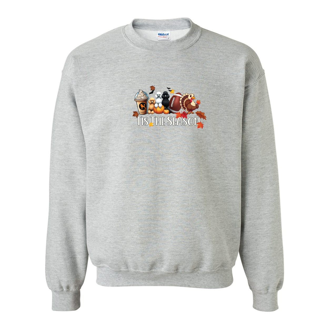 Poodle Tis The Season Fall Heavy Blend Crewneck Sweatshirt - WagALotBowWow