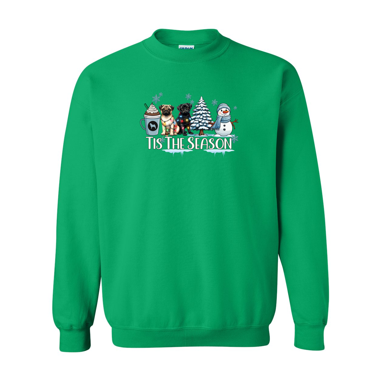 Pug Tis The Season Winter Heavy Blend Crewneck Sweatshirt - WagALotBowWow