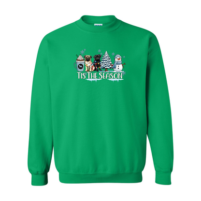 Pug Tis The Season Winter Heavy Blend Crewneck Sweatshirt - WagALotBowWow