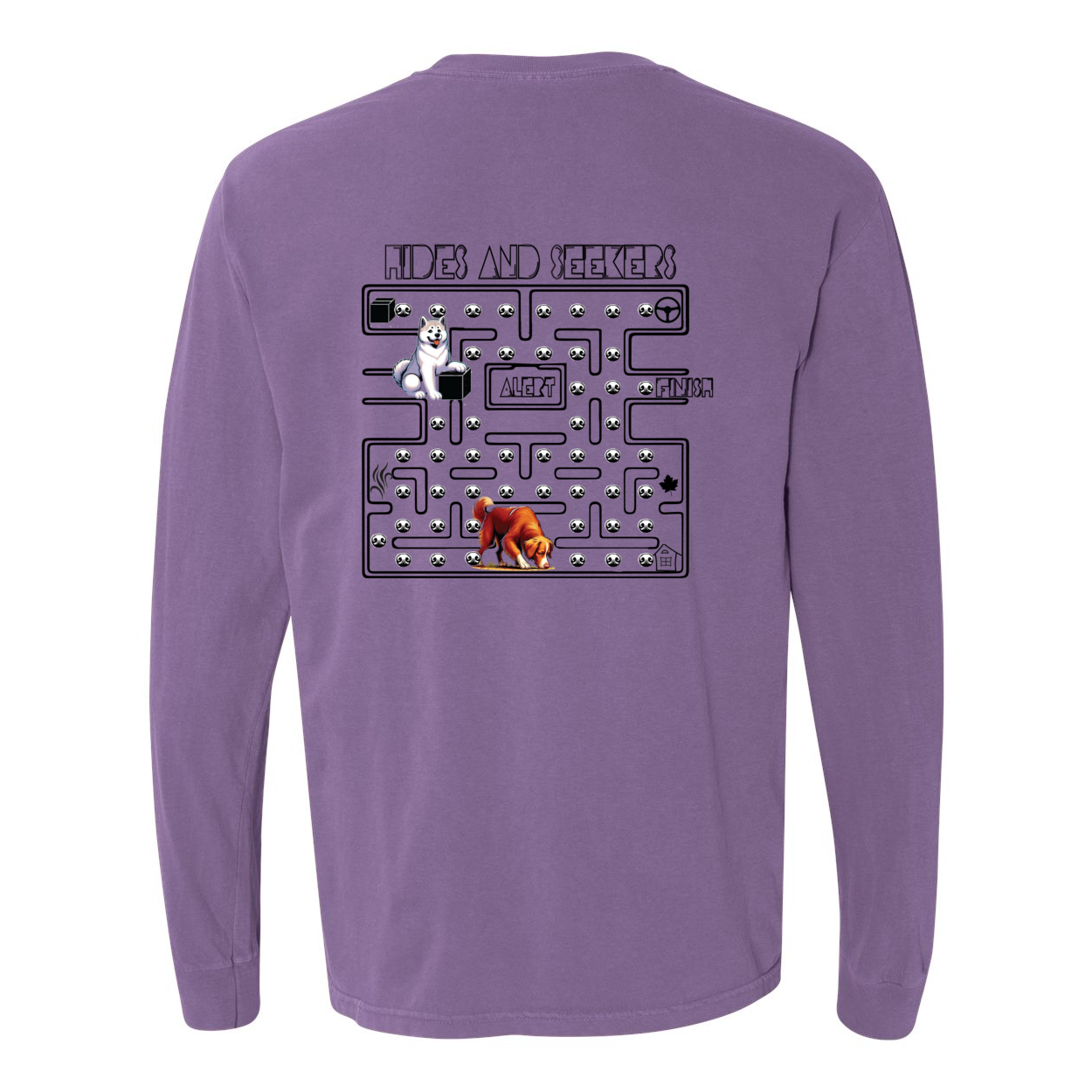 River Maze Scent Garment Dyed Heavyweight Ringspun Long Sleeve T-Shirt - WagALotBowWow