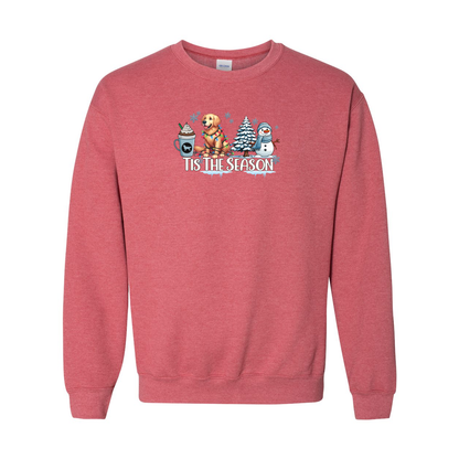 Golden Tis The Season Winter Heavy Blend Crewneck Sweatshirt - WagALotBowWow