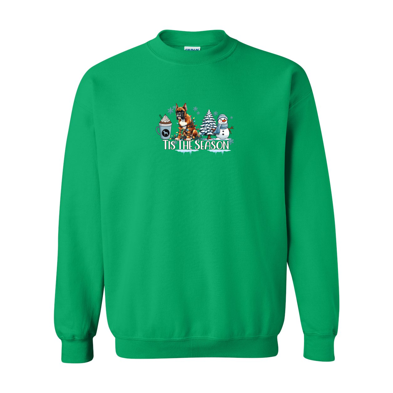 Boxer Tis The Season Winter Heavy Blend Crewneck Sweatshirt - WagALotBowWow