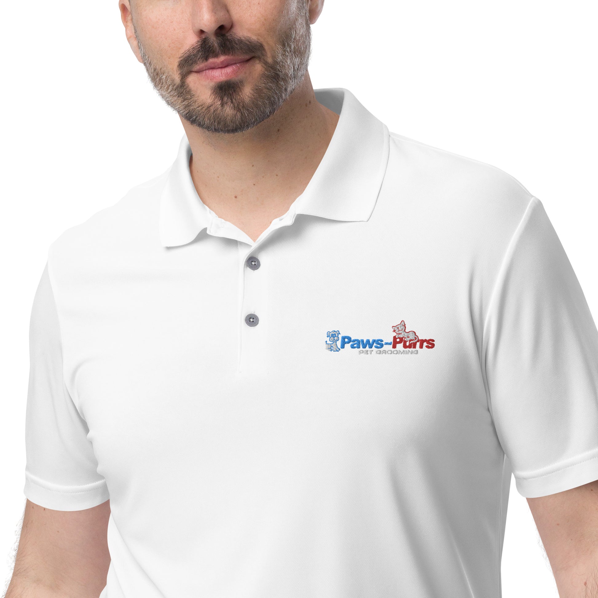 Paws and Purrs adidas performance polo shirt - WagALotBowWow