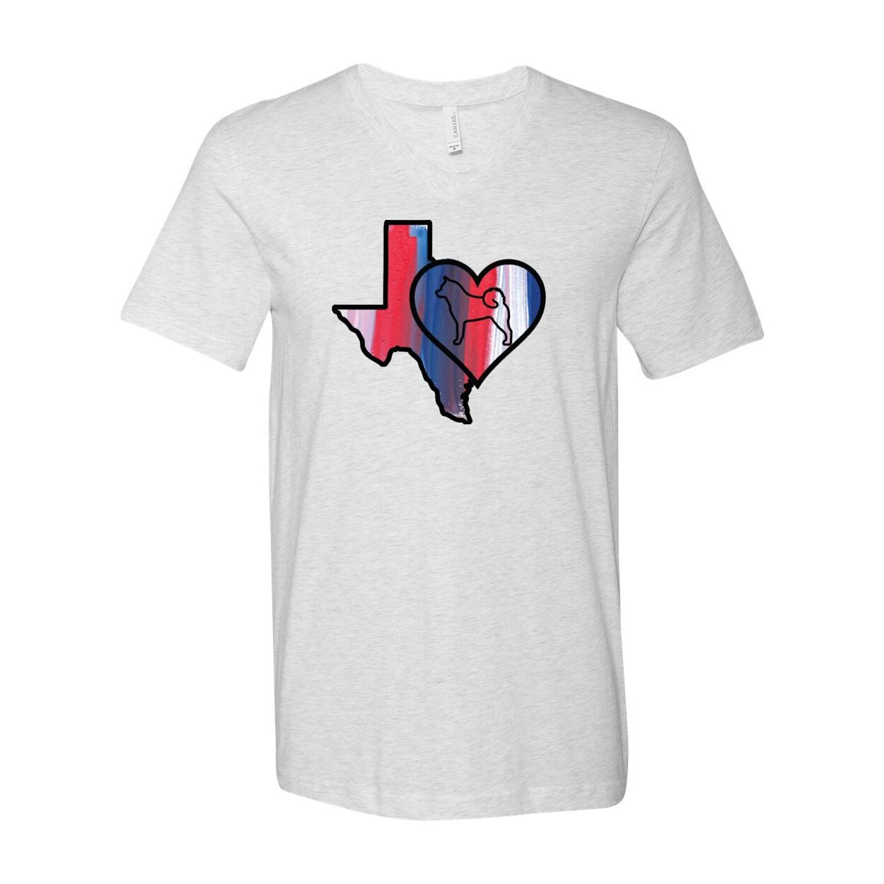 Texas Heart Akita Unisex Short Sleeve V-Neck Jersey Tee - WagALotBowWow